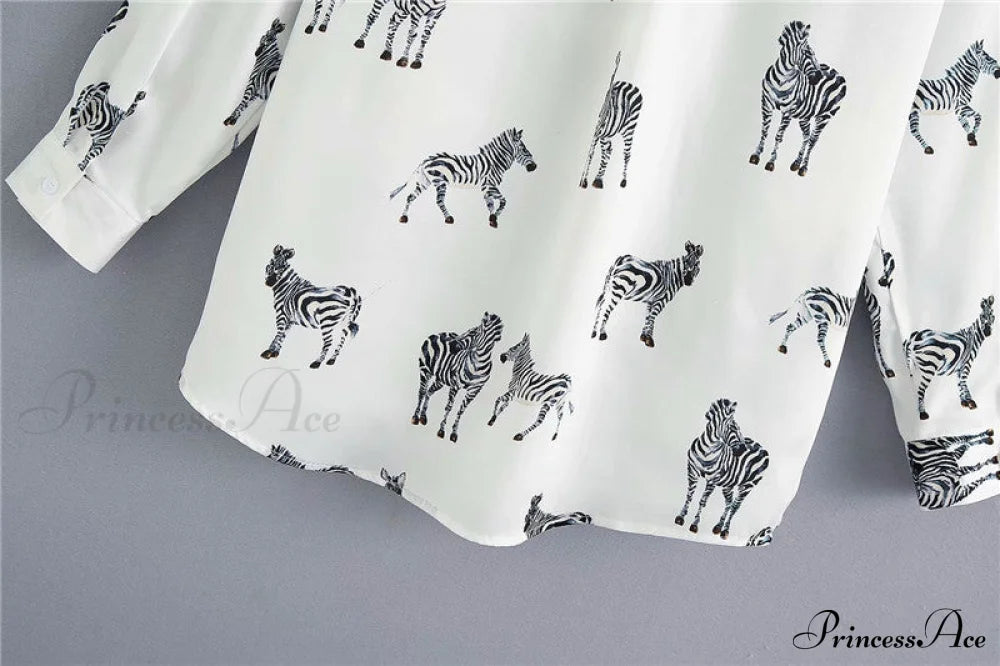 With Satin Blouse Design Arm - Long Women’s Zebra Top