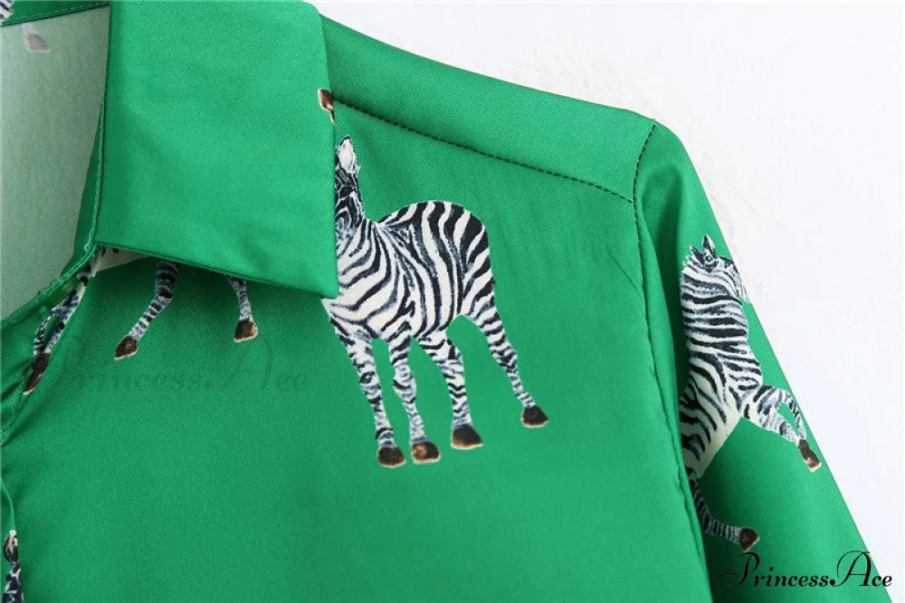 With Satin Blouse Design Arm - Long Women’s Zebra Top