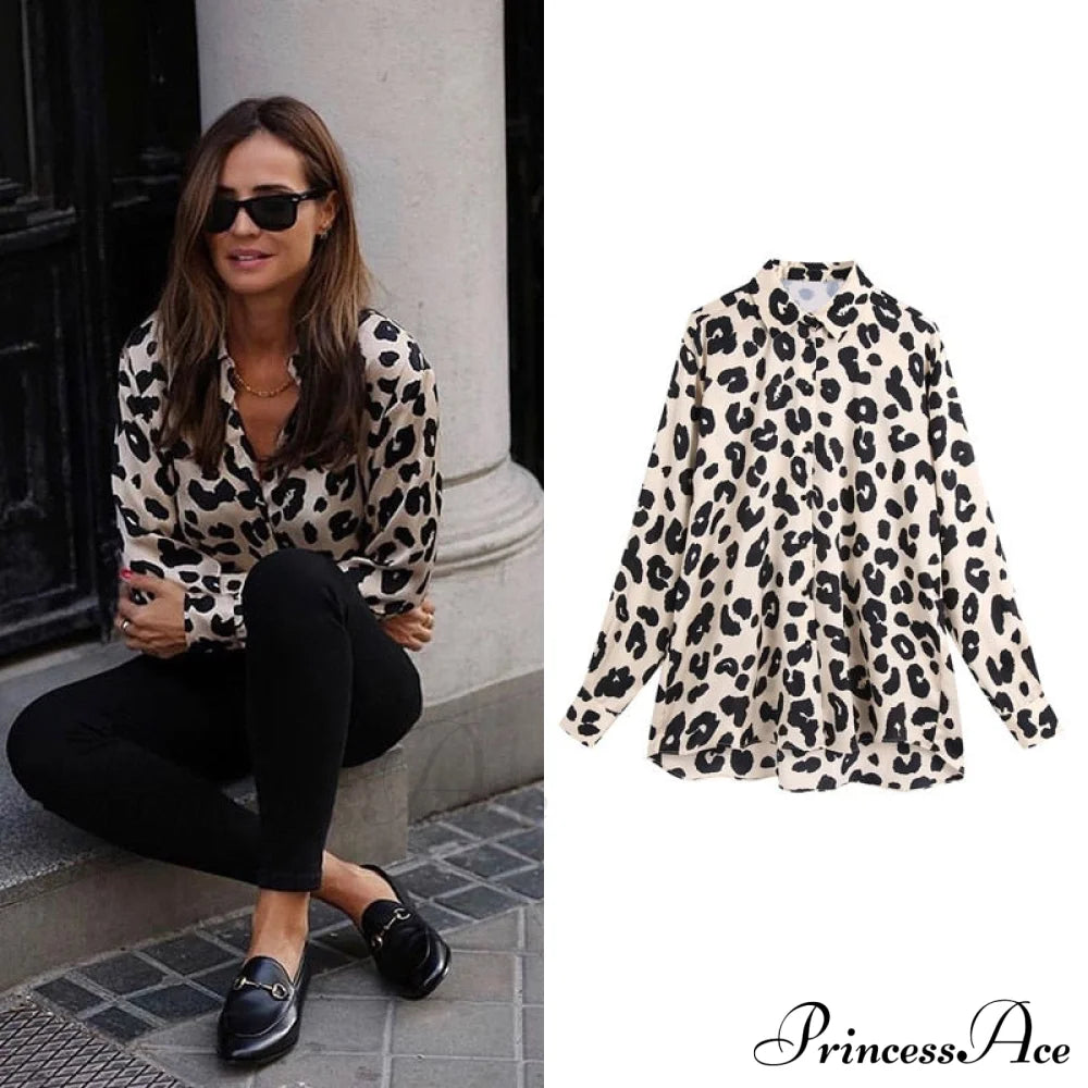 With Satin Blouse Design Arm - Long Women’s Zebra Top Dark Brown / Xs