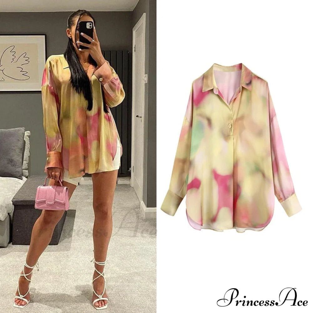 With Satin Blouse Design Arm - Long Women’s Zebra Top Yellow / Xs