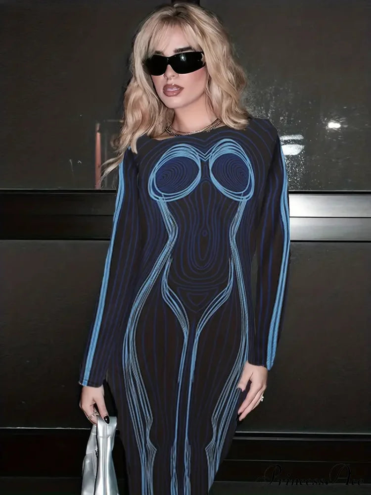 With Striped Long Body Shape Out Design Gown Cut Sleeves S / Red Green Bodcyon Party Dress