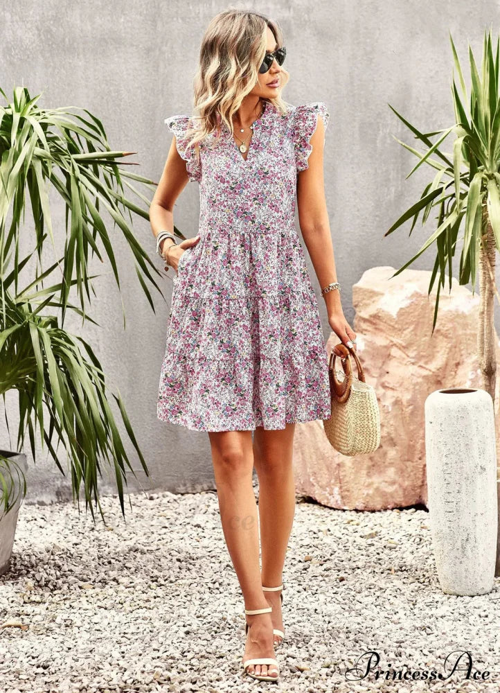 Women Holiday Print Dress M / Black