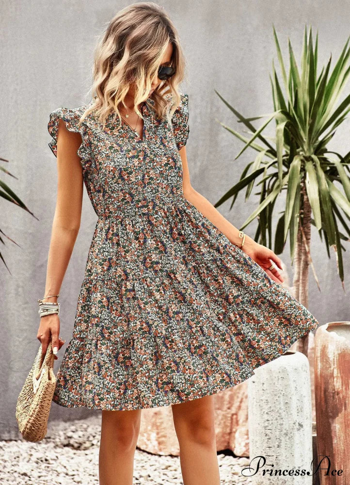 Women Holiday Print Dress M / Red