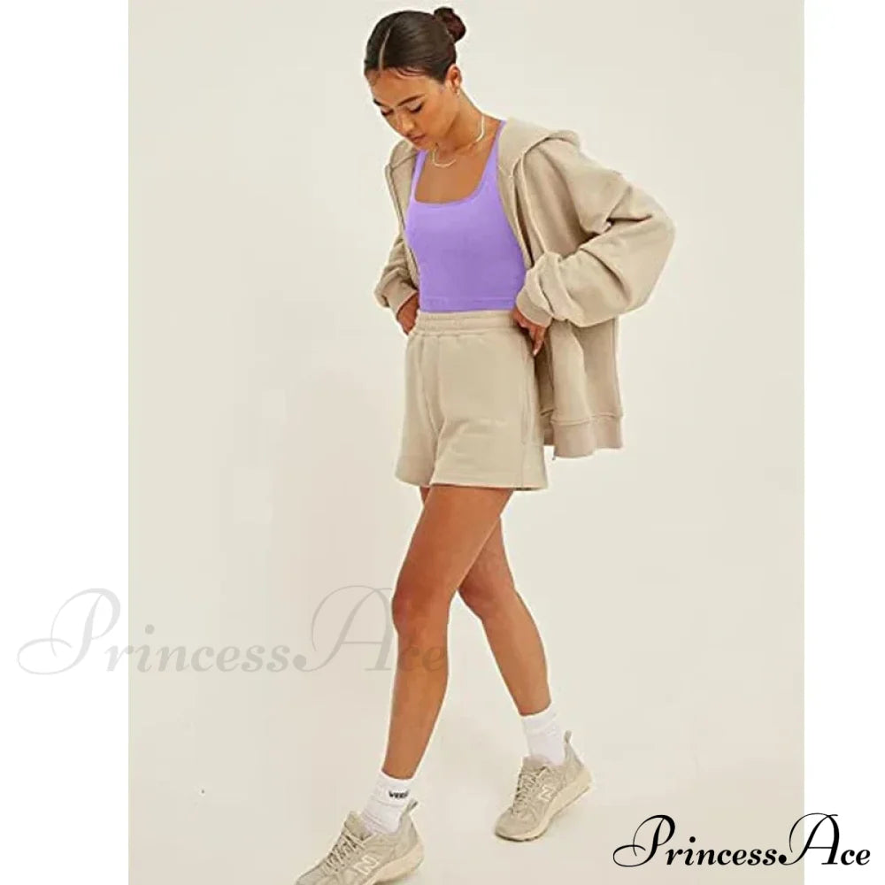 Women Square Neck Ribbed Camisole Summer Basic Elastic Sleeveless Crops Tank Top Violet / S