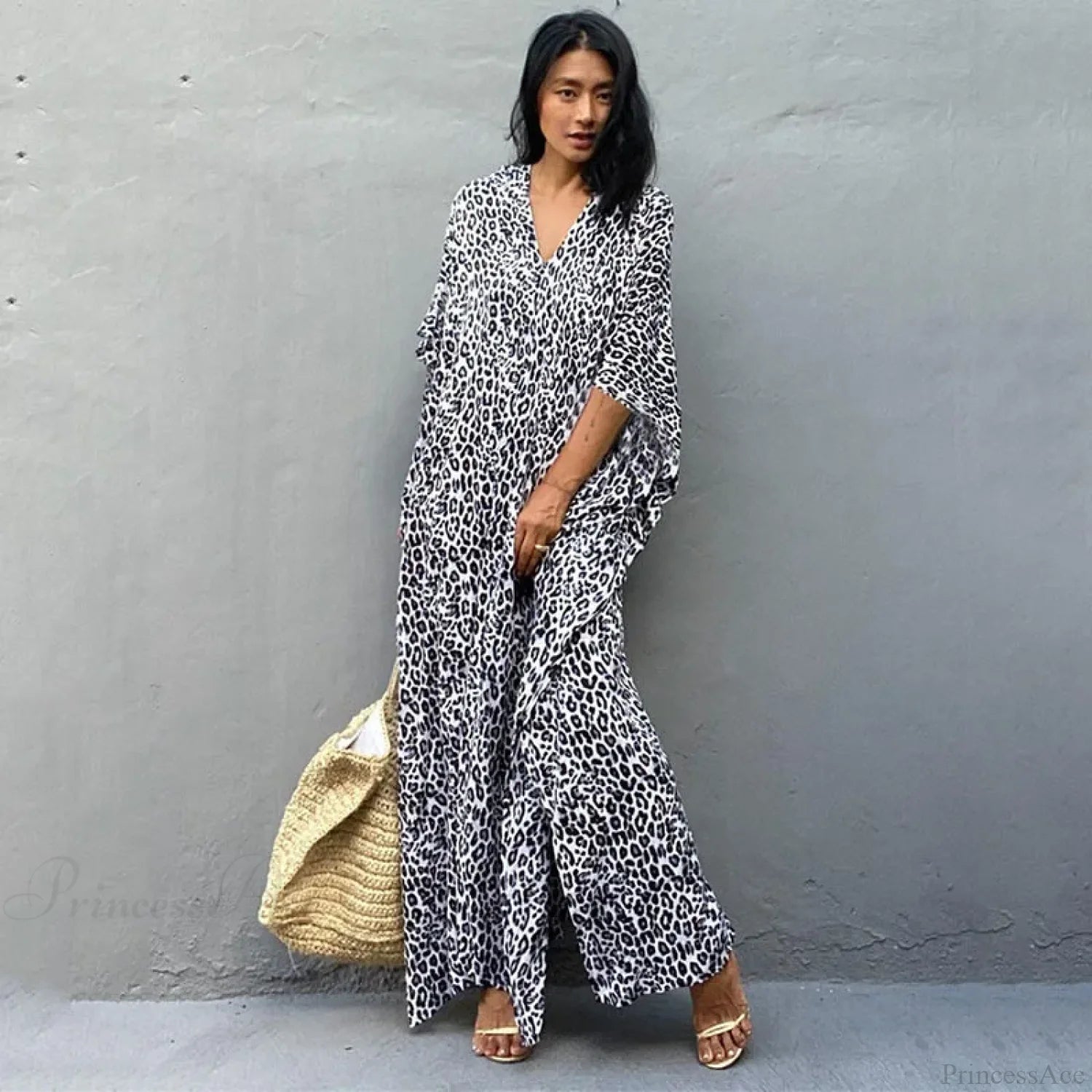 Women Swimsuit Kaftan Tunic Beach Cover Up black2 / One Size