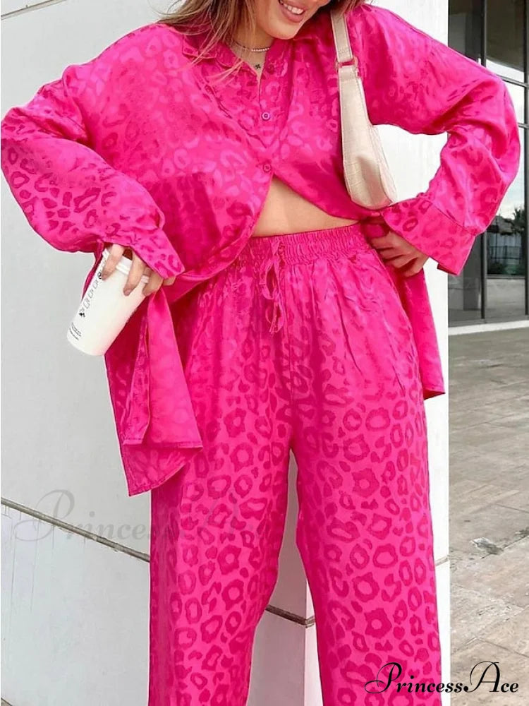 Women’s - Casual Spring Arm Design & In Fit Leopard Daily Long Fashion Red Blouse White Regular