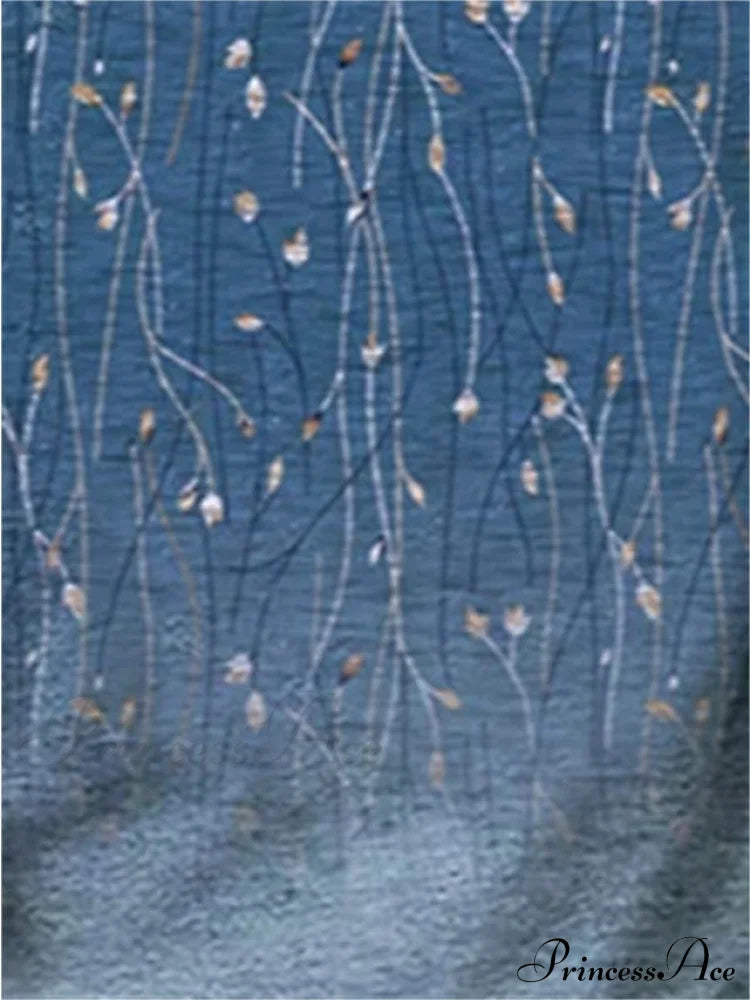 Women’s Design Flowered Festive Long Blue Arm Weekend Casual - T-Shirt Painting