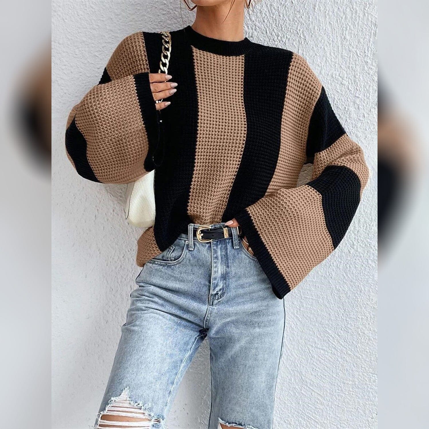 Patchwork Striped Women’s Sweater