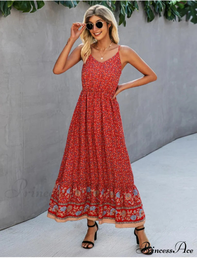 Women’s Summer V-Neck Holiday Beach Dress S / Green Dresses