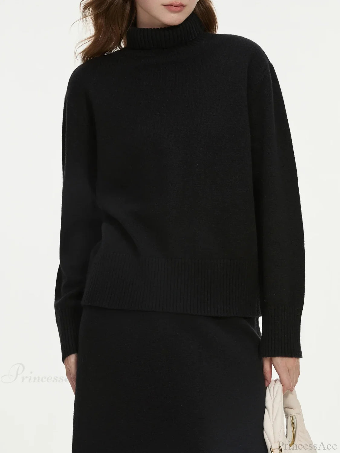 Wool Gray Turtleneck Sweater Skirt Sweater