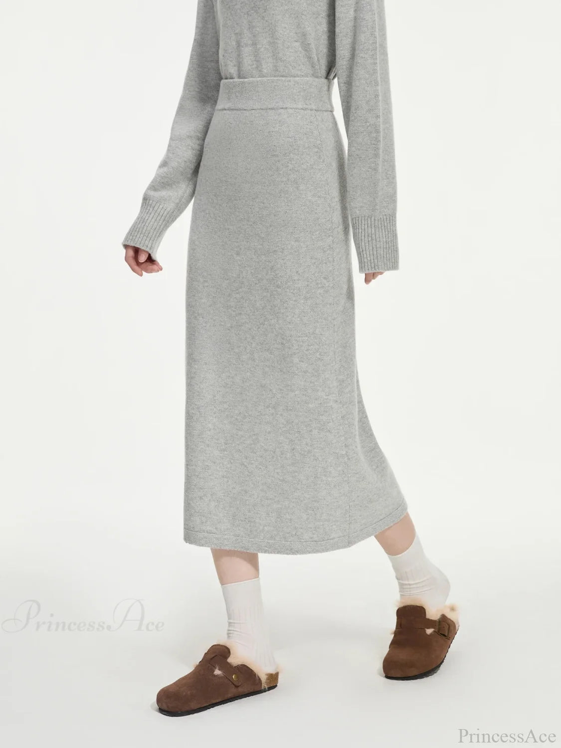 Wool Gray Turtleneck Sweater Skirt Sweater Gray Skirt / XS