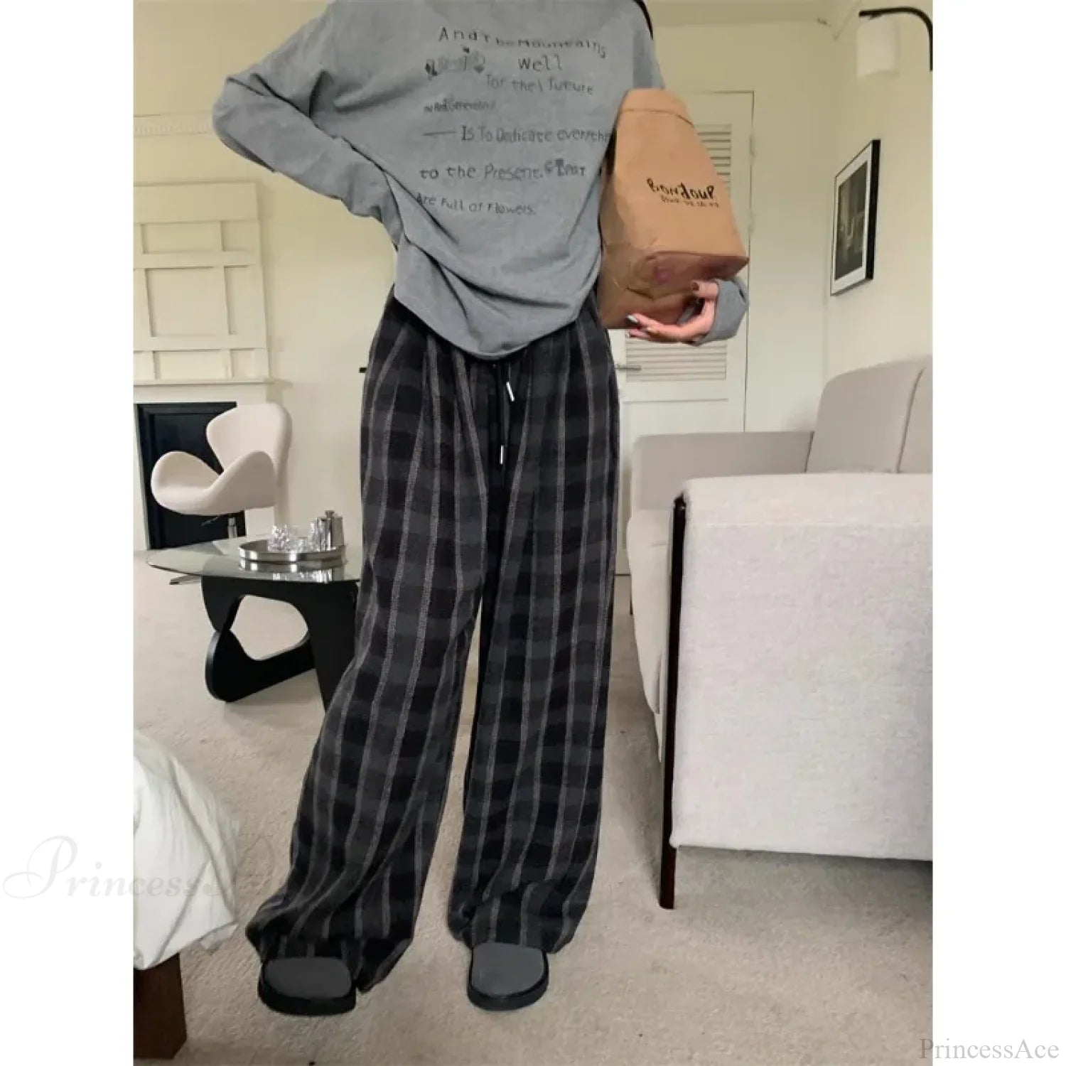 Woolen Plaid Vintage Winter Pants