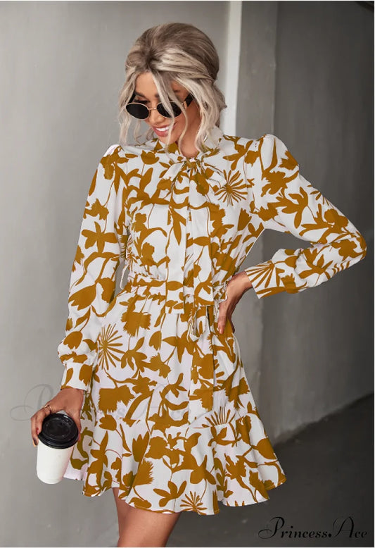 Woven Gown Long Belt With Waist Sleeves S / Yellow