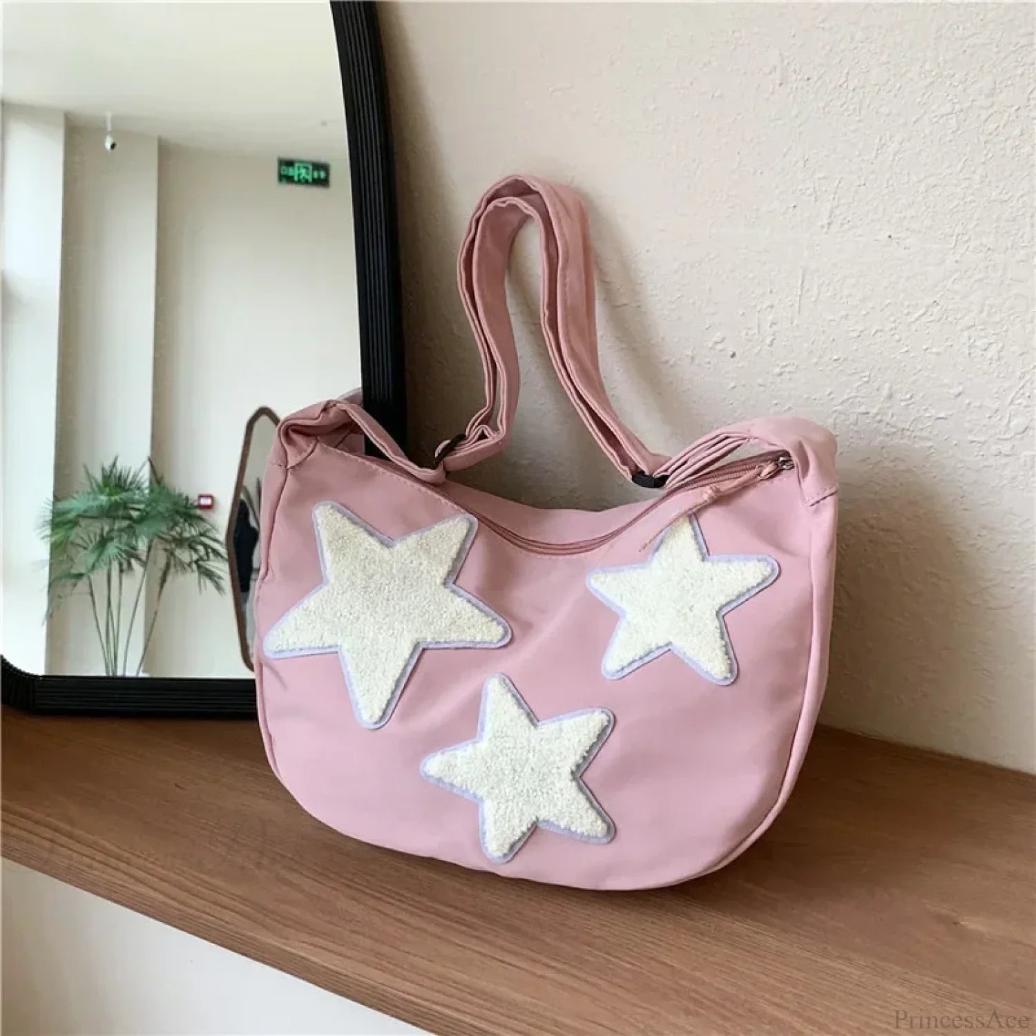 Y2K Canvas Messenger Crossbody Shoulder Bag Pink shoulder-250126
