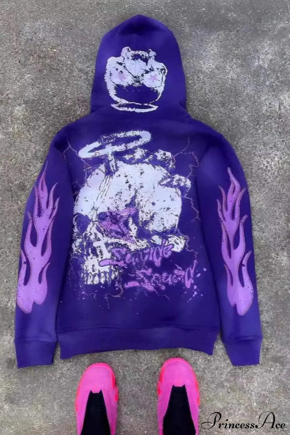 Y2K Dark Hip-Hop Cartoon Zip Hoodie
