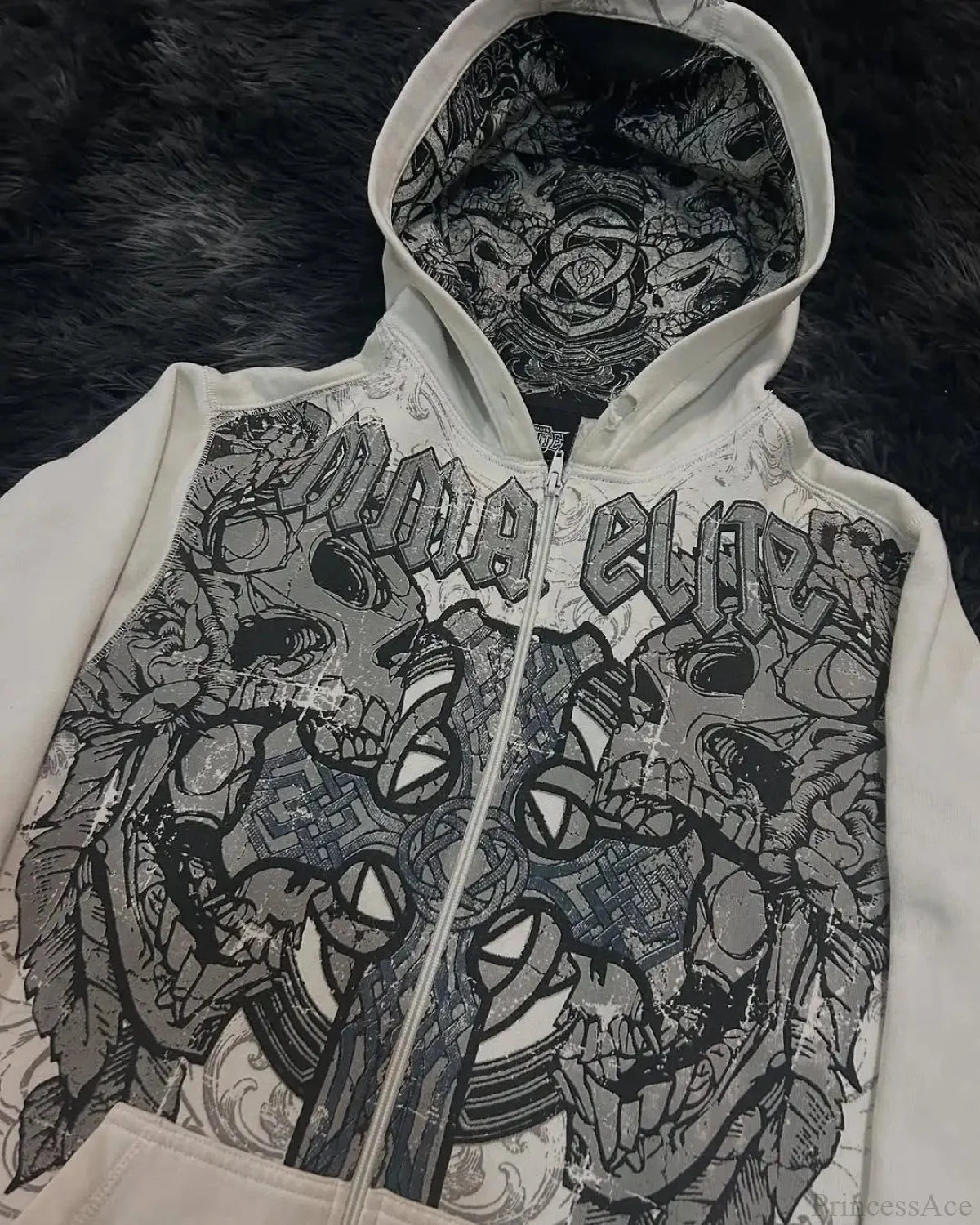 Y2K Gothic Skull Design Hoodie