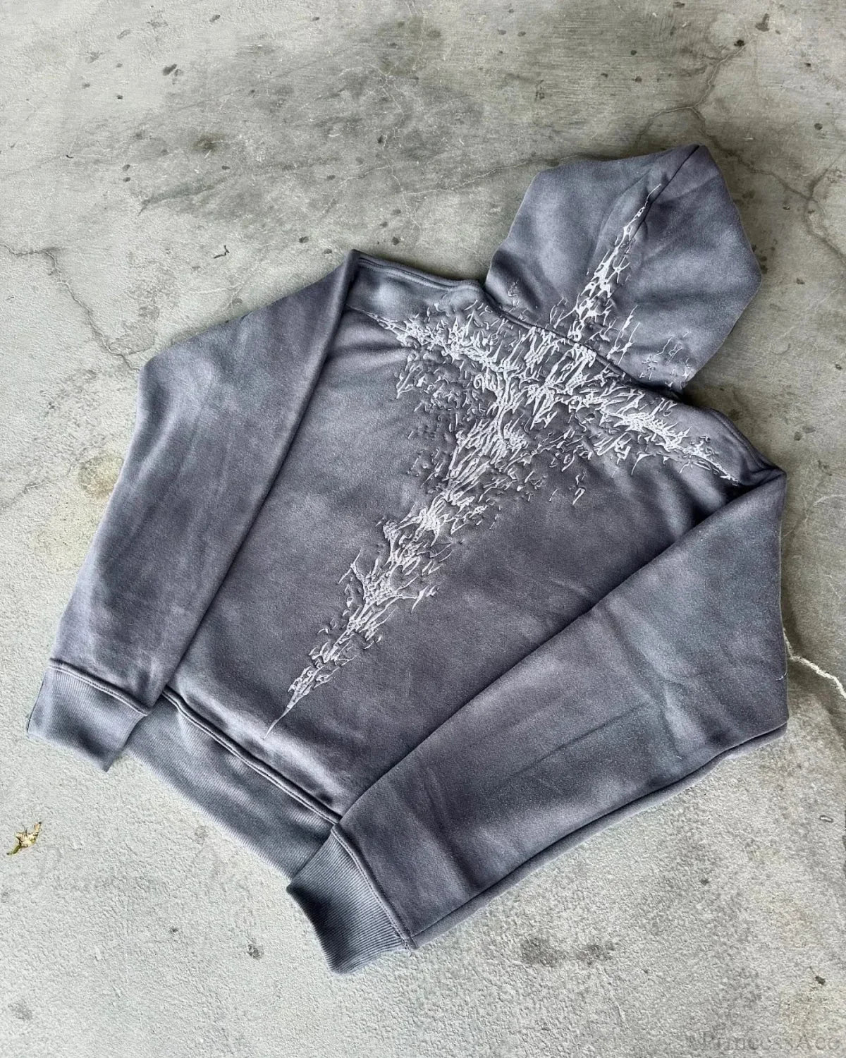 Y2K Mysterious Embroidery Hoodie Grey / M