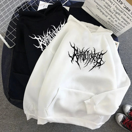 Y2K Mysterious Harajuku Hoodie WHITE / S