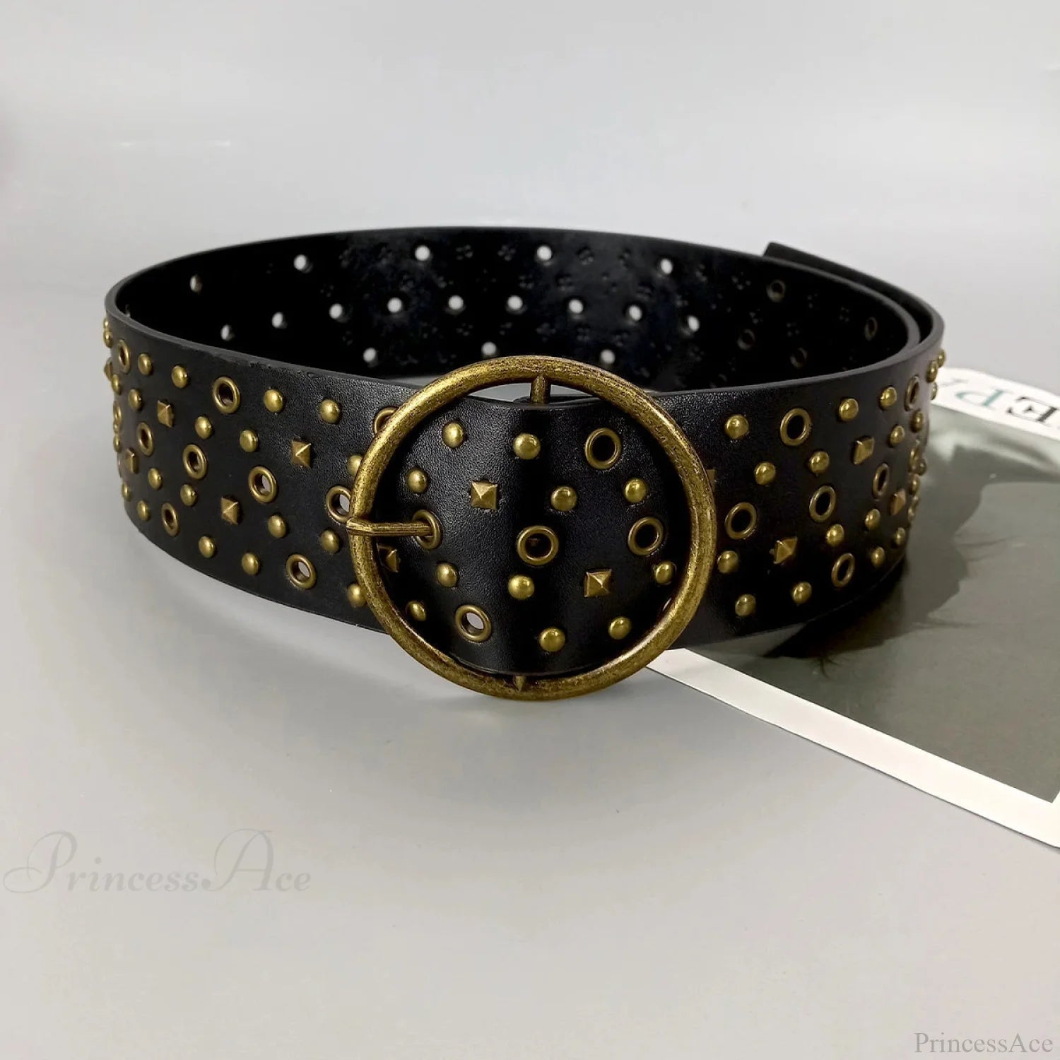 Y2K Mysterious Hollow Western Belt Black Belt / 105CM