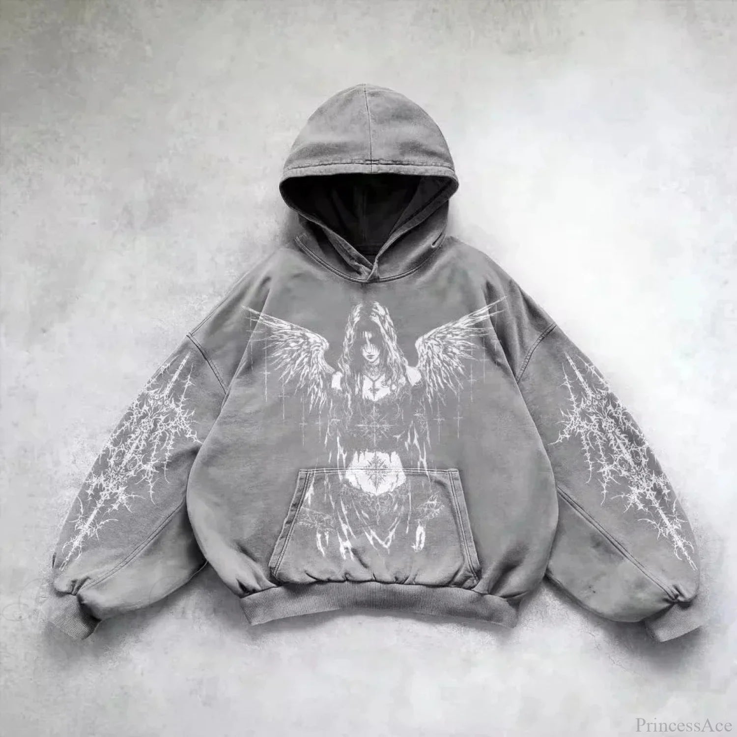 Y2K Mysterious Needlework Zipper Hoodie white / M