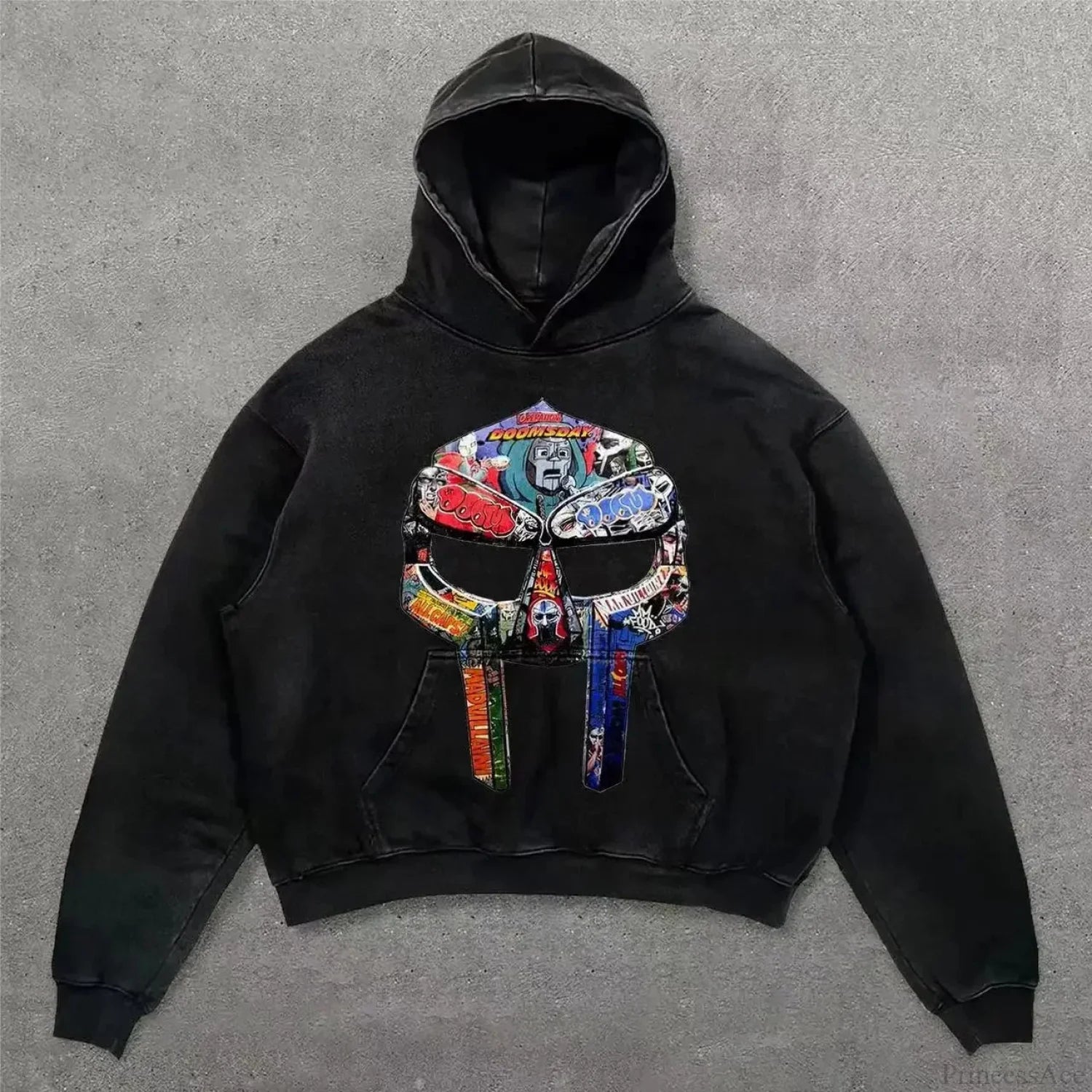 Y2K Mysterious Rap Urban Hoodie black6 / M