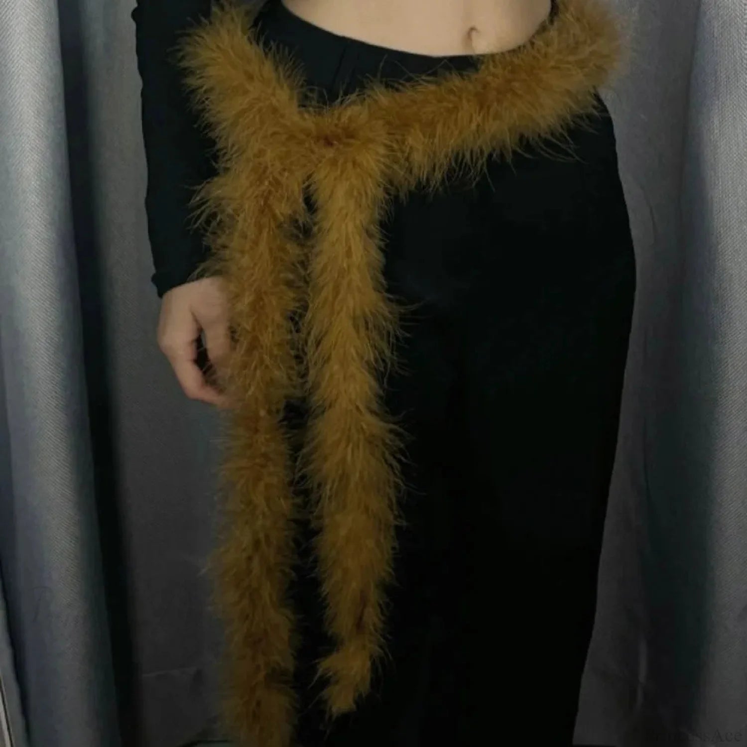 Y2K Mysterious Rebellious Furry Plush Waist Chain Belt Coffee