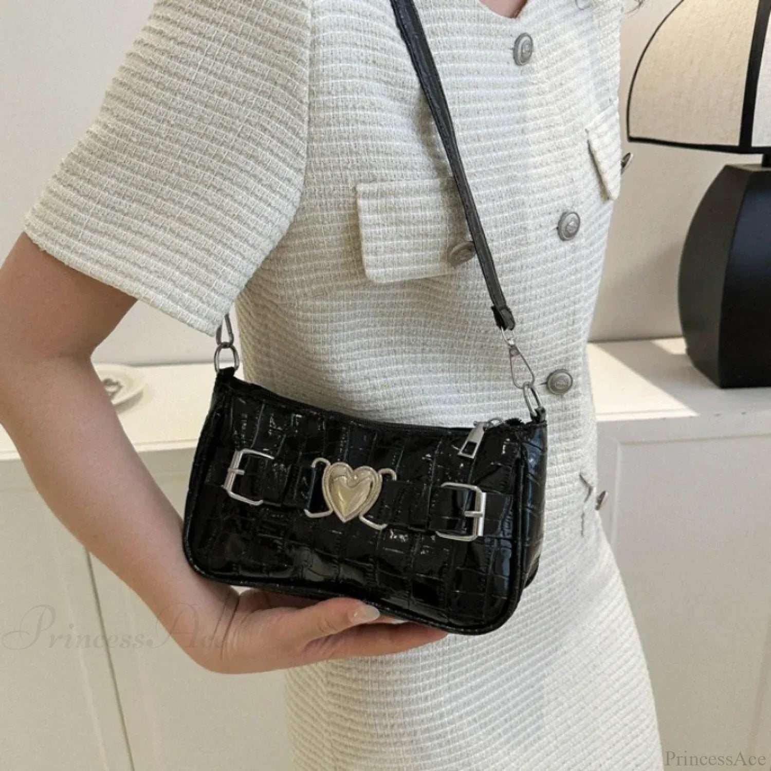 Y2K Peach Heart Leather Shoulder Bag shoulder-250126