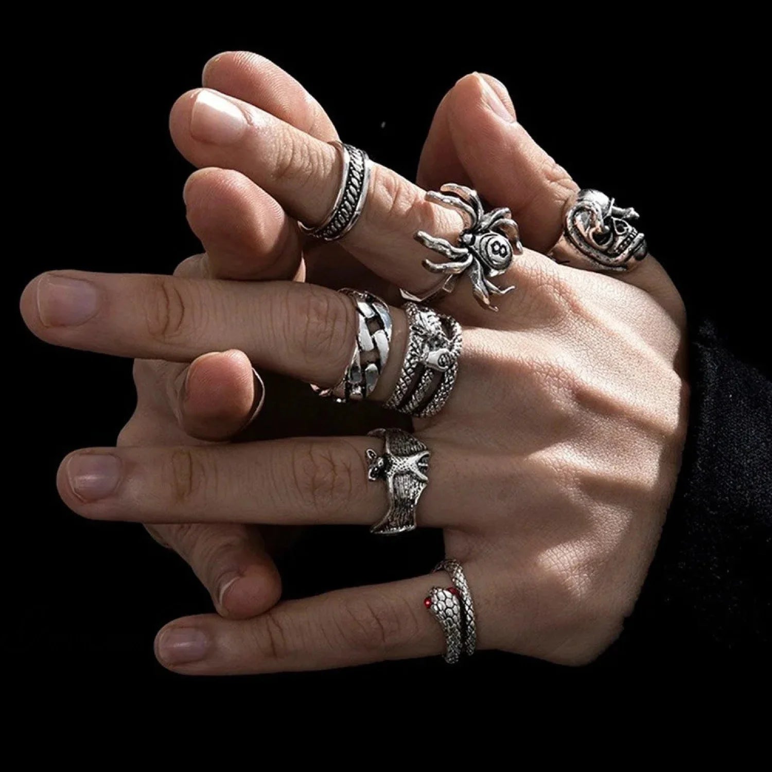 Y2K Rebel Rap Gothic Spider Ring sliver1