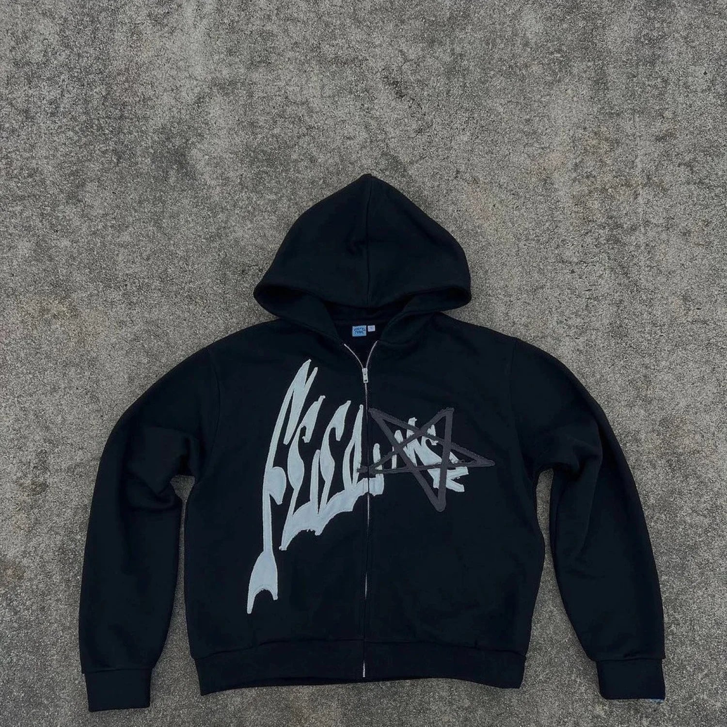 Y2K Retro Letter Hoodie Black / S