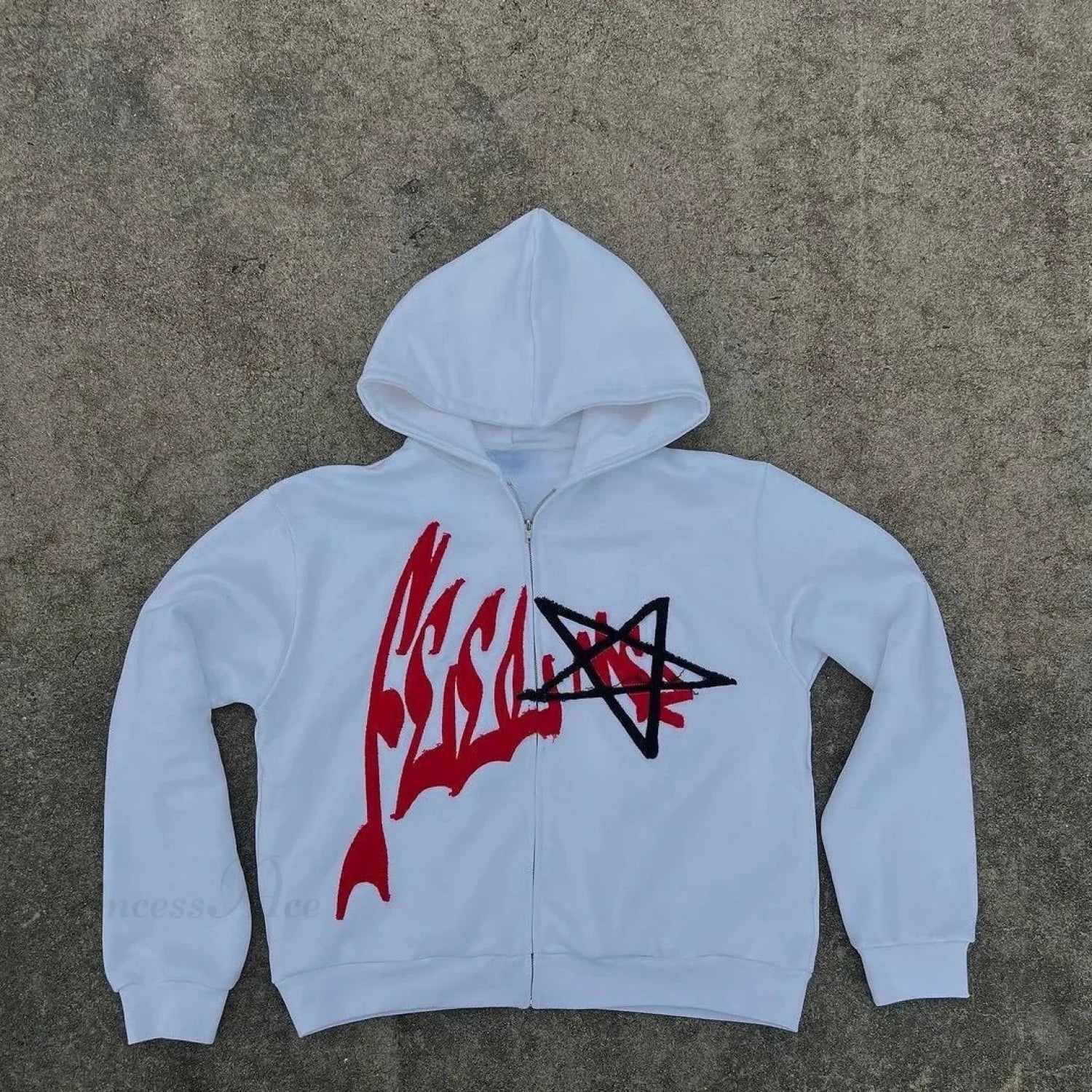 Y2K Retro Letter Hoodie White / S