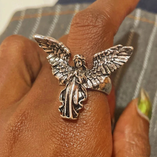 Y2K Transparent Heart Rebel Gothic Ring silver