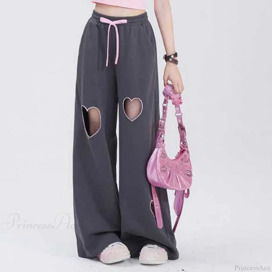 Youth Vintage Love Casual Straight Pants Gray / S