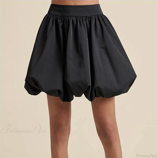 Zip Up Puffball Bubble Skirt Black / S skirts-250223