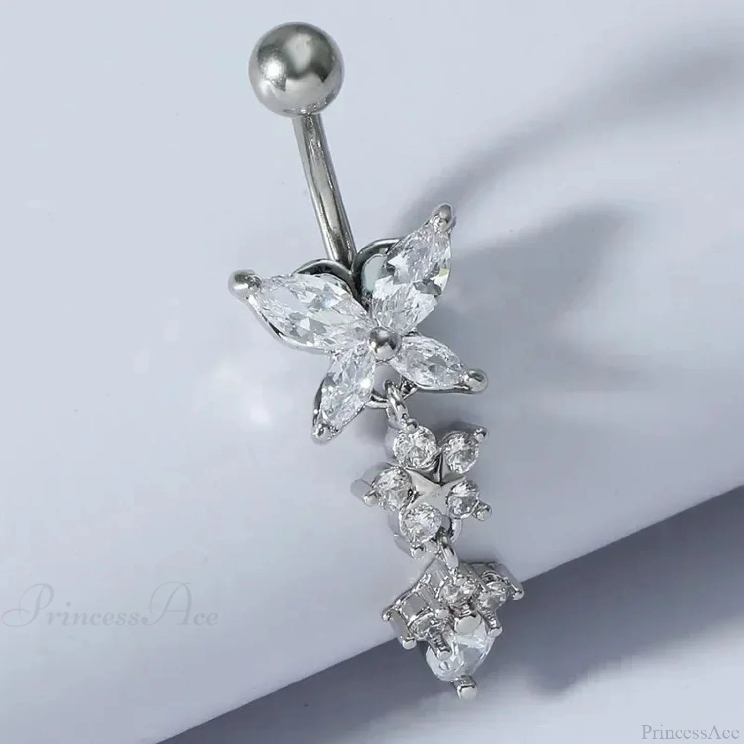 Zircon Bloom Dangle Gothic Belly Ring sliver09